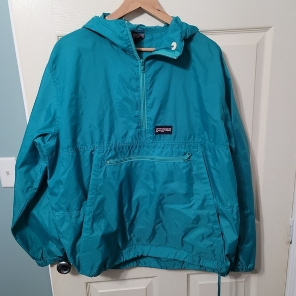 Jansport Teal Hooded Windbreaker Women's L Great Condition